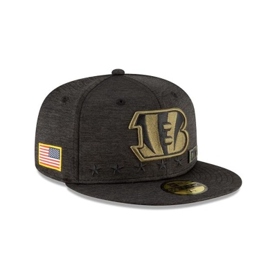 Black Cincinnati Bengals Hat - New Era NFL Salute To Service 59FIFTY Fitted Caps USA8794123